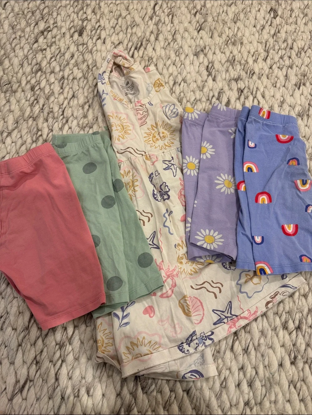 H&M Kids 4-Pack Shorts in Pink, Mint, Cream, Lavender, Periwinkle